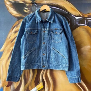 Wrangler 124MJ Denim Jacket Trucker Mens Large 70s Selvedge Vintage Sanforized - Picture 1 of 11