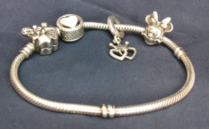 Pandora Wildflower Meadow Ladybug Clasp Bracelet 7" Minnie Mouse Charm  (K43K) - Picture 1 of 11