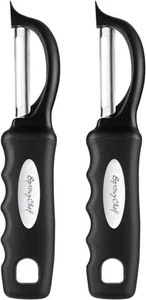 Spring Chef Premium Swivel Vegetable Peeler, Soft Grip Handle and Ultra Black - Picture 1 of 9