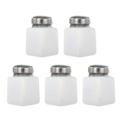 5pcs 4 Oz/120ml Alcohol Push Down Pump Dispenser Bottle Press, White - Image 1 of 4