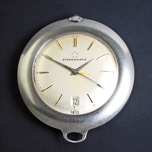 Vintage Eterna Matic Stainless Steel Golf Pocket Watch All Original - Picture 1 of 6