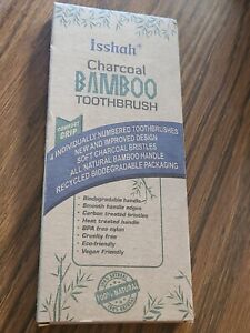 BAMBOO Charcoal Toothbrush 4 pack Box biodegradable handle great for camping