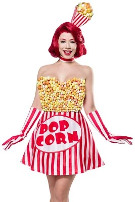 Sexy Womens POP CORN GIRL Costume Size S, M, L, XL, 2XL (40-48) Carnival Parties - Image 1 of 3