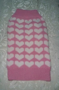 Heavy knit dog sweater size XS/S pink with HEARTS for your favorite pooch - Bild 1 von 2