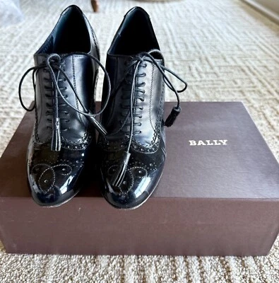 Bally Black Patent Leather Oxford Pumps - Image 1 of 4
