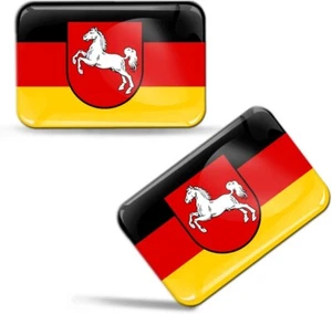 2 x 3D Gel gewölbt Aufkleber Decal Auto Car Moto Helm Niedersachsen Flagge Deutschland - Bild 1 von 6