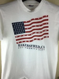 vintage single stitch T Shirt Bakersfield California US flag sz L made in USA - Picture 1 of 3