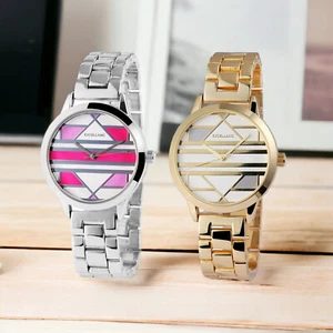 EXCELLANC Armbanduhr Ø36 Damen Herren Bunt Design gold Metall Metallband Frauen - Picture 1 of 12