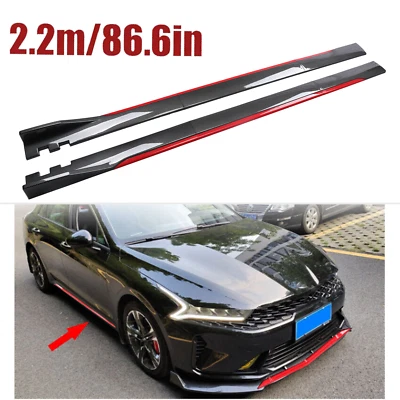 FOR KIA K5 2021 2022 Carbon Fiber Look 86.6" Side Skirt Extension Spoiler Foto 1 de 4