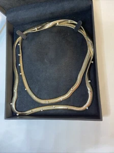 Vintage Anne Klein gold Tone slinky snake chain Necklace With Stones Signed 20” - Picture 1 of 18