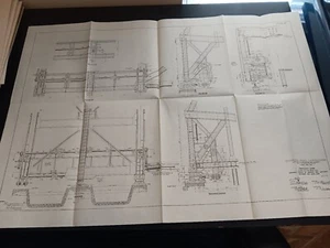 1910 Long arm machinery DAM Engineering PANAMA CANAL Foldout Sketch Diagram - Picture 1 of 3