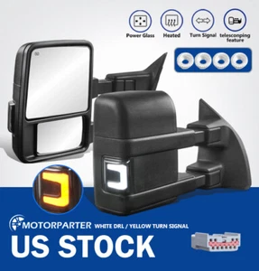 Tow Mirrors Power Heated White Running Light for 03-16 Ford F250/F350/F450/F550 - Picture 1 of 12