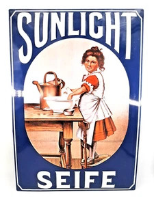 Antiguo jabón Sunlight cartel publicitario cartel publicitario cartel de chapa arqueado Vintage Repro - Imagen 1 de 13