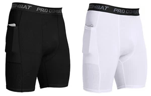 Pantaloncini a Compressione con Tasche - Allenamento Palestra Corsa Esercizi - Foto 1 di 8