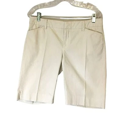 Pantalones Cortos GAP Bermudas Para Mujer Talla 6 Rayas Gris Blanco 100% Algodón Bolsillos Clásicos Foto 1 de 4