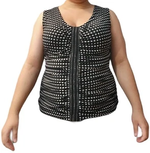 Alfani Ruched Gathered Black White Polka Dot Spot Sleeveless Tank Top 2X - Picture 1 of 5