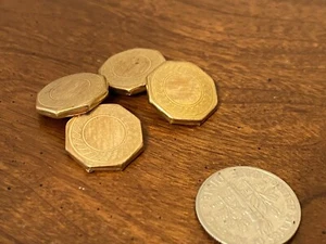Vintage Art Deco Octagon Gold Tone Bridge Connection Chain Cufflinks - Picture 1 of 2