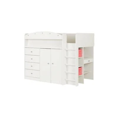 Tiara South Shore Cama Doble Loft con Escritorio Blanco Puro Doble Contemporánea Foto 1 de 4