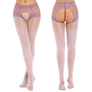 Women See-Through Crochless Pantyhose Glossy Lace Stockings Stretchy Lingerie - Picture 1 of 132