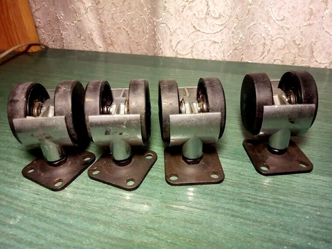 Vintage Soviet Wheels Rollers Furniture Casters Swivel Metal 4 pcs USSR 80s Cover