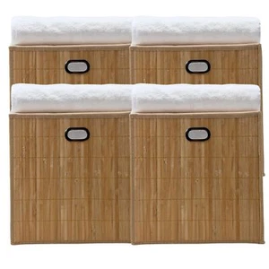 4x Premium Faltbox für Regal Vliess-Stoff Bambus 31x31x31cm Aufbewahrungswürfel - Bild 1 von 5