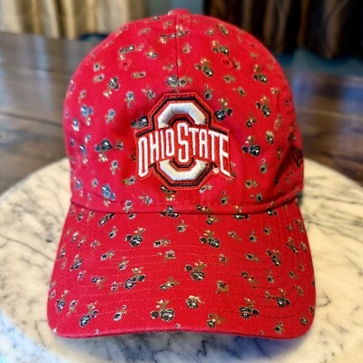 New Era 9Twenty Women OSU Ohio State Roses Hat Red Adjustable Baseball Cap Hat - Image 1 of 4