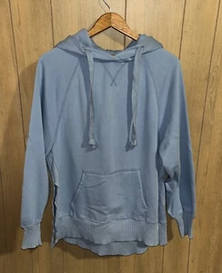 American Eagle Hoodie Women S Blue Oversized Fleece Pocket Side Slits Athleisure - Picture 1 of 11