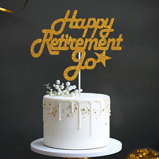Personalised Happy Retirement Gold Glitter Cake Topper Any Name Topper 14 Colour