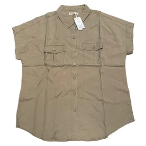 NWT Marine Layer Women's Sz M Dana SS Shirt Military Olive Lightweight Lyocell - Picture 1 of 7
