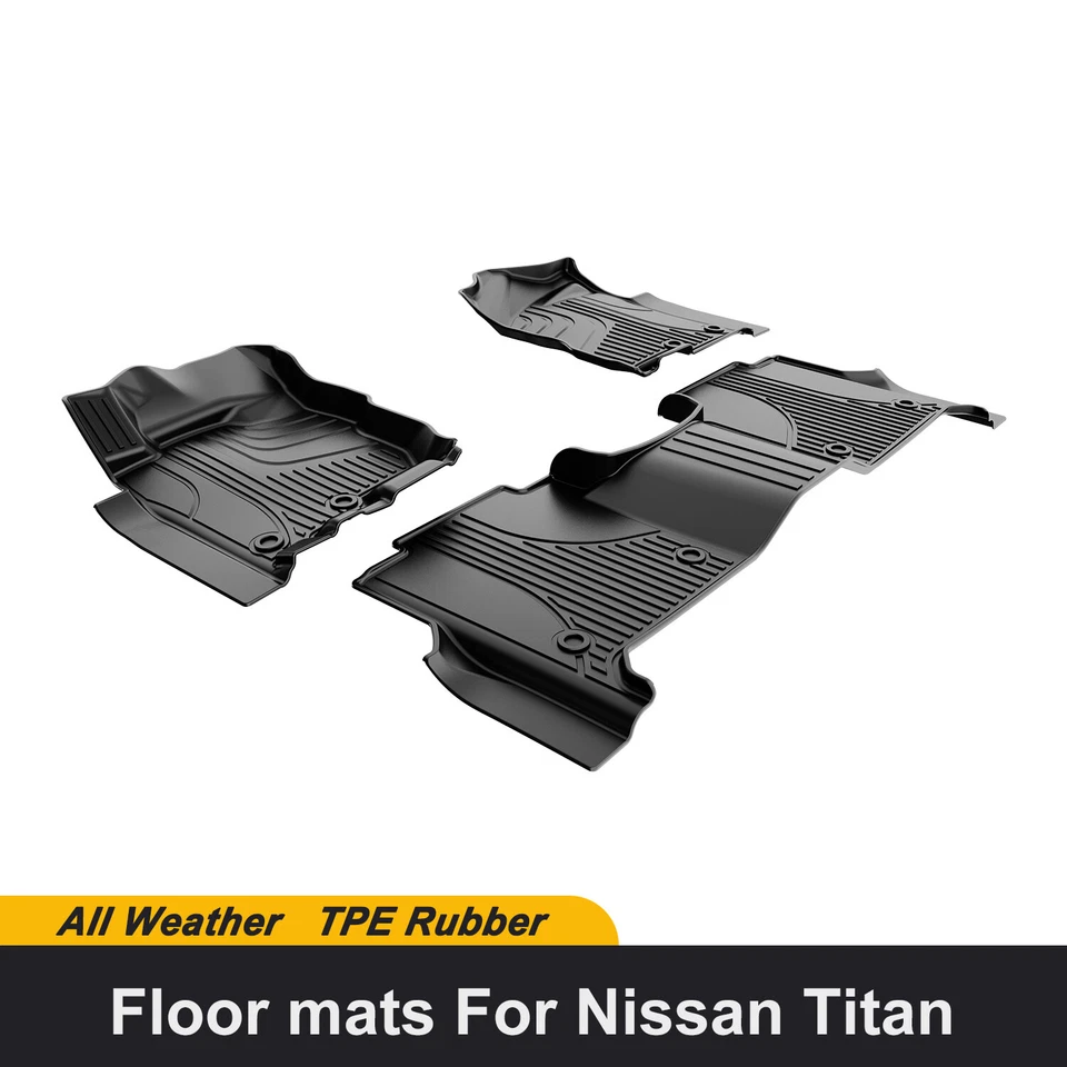 Car Floor Mats Liners Carpet For Crew Cab 2017-2024 Nissan Titan/ 16-24 Titan XD Foto 1 de 4