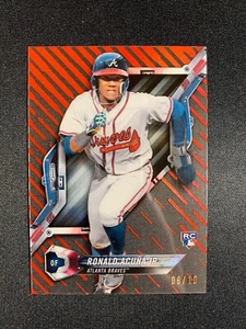 2018 Topps High Tek Ronald Acuna Jr/10 recrue rouge RC Braves - Photo 1/2