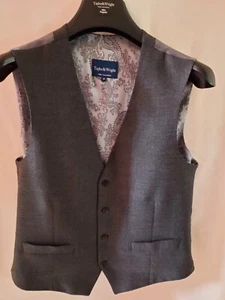 Taylor & Wright Fine Tailoring Wool Mix Grey Waistcoat with Paisley Lining SizeM - Picture 1 of 12