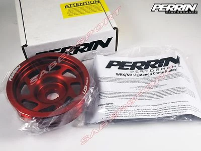 Polea de manivela Perrin ligera roja para 2002-2014 WRX / 2004-2021 STI con aire acondicionado Foto 1 de 4