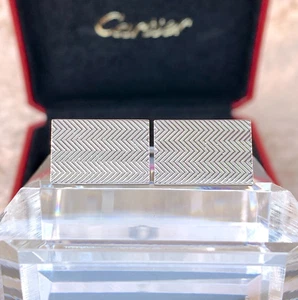 Gemelli Cartier decorazione Chevron in argento sterling 925 con scatola - Foto 1 di 16