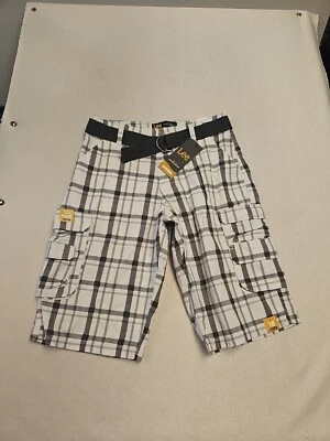 LEE Boys Sz 18R Wyoming Belted Cargo Shorts Loose Fit Checkered New - Image 1 of 4