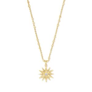 Kendra Scott Sun Star Charm 14K Yellow Gold Necklace NWOT