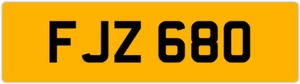 FJZ 680 F 3X3 DATELESS PRIVATE NUMBER PLATE FIN FIONA FRED FAS FAZ FRAN FERN FAY - Picture 1 of 1