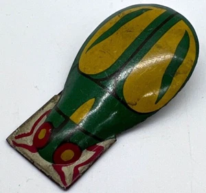 Antique 1930s Tootsie Toy Green Yellow Beetle Bug Noise Clicker Tin Litho Toy - Picture 1 of 4