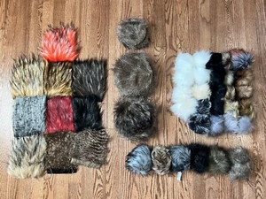 Lot Of Faux Fur Pompoms, DIY Faux Fur Squares, DIY Faux Fur Rounds - Picture 1 of 9