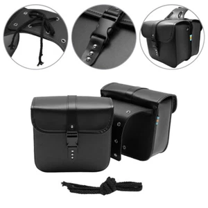 2x PU Leather Motorcycle Pouch Luggage Saddlebags Side Storage Tool For Honda - Picture 1 of 12