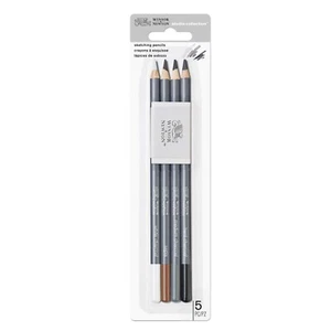 SET 4 MATITE IN CARBONE + GOMMA WINSOR & NEWTON MATITE PER DISEGNARE SCHIZZO - Foto 1 di 3