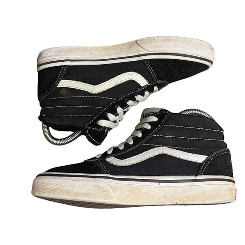 Sneakers alte in pelle scamosciata Vans SK8 Hi bianche e nere per bambini taglia 2 5