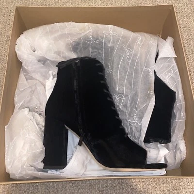 Женские бархатные ботильоны Joie Lakia на шнуровке новые в коробке однотонные черные с открытым носком 38,5/8,5 НОВЫЕ - Изображение 1 из 4