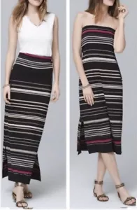 Abito donna White House Black Market taglia L nero convertibile maxi gonna a righe - Foto 1 di 18