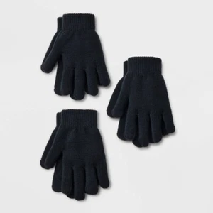 Kids' 3pk Gloves - Cat & Jack Black One Size - Picture 1 of 1