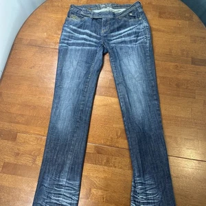 Pantalones de mezclilla para mujer Apple Bottom talla 7/8 Y2K azul elástico hip hop - Imagen 1 de 14