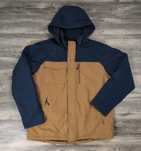 Swiss Tech Mens Brown Blue Full Zip Hooded Parka Jacket Winter Coat Size M 38-40 - Picture 1 of 16