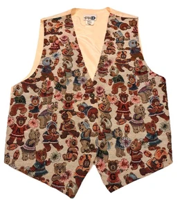 Vintage Paul Harris Design Weste Damen Fußball Teddybären bestickt groß - Bild 1 von 5