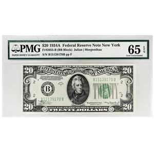 1934A $20 Federal Reserve Note New York PMS 65 GEM UNCIRCULATED EPQ - Picture 1 of 2