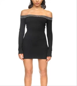 David Koma Crystal Langarm Minikleid Silber Größe 4 - Bild 1 von 1